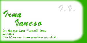 irma vancso business card